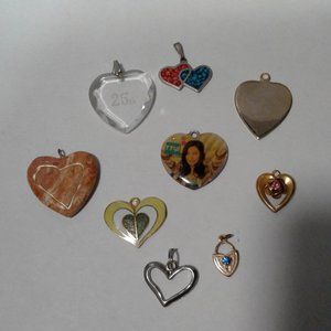 9 Heart Charms  Pendant  Jewelry Making  Lot